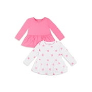 Little Star Toddler Girl 2 Pk Long Sleeve Shirts, Size 9 Months - 5T